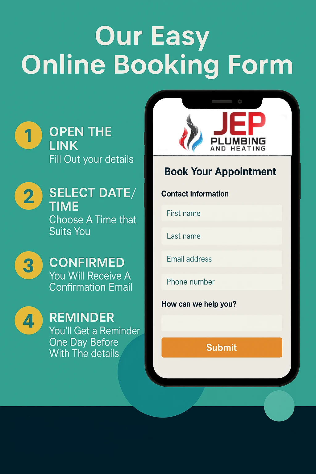 Plumbing and heating booking process